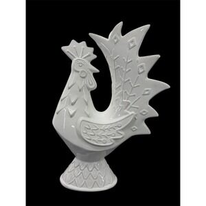 White‎ Ceramic Rooster Figurine Farmhouse Decor Hobby Lobby Modern Folk Art